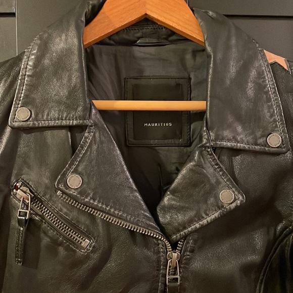 Black Leather Jacket with Star Accents - Picture 3 of 14